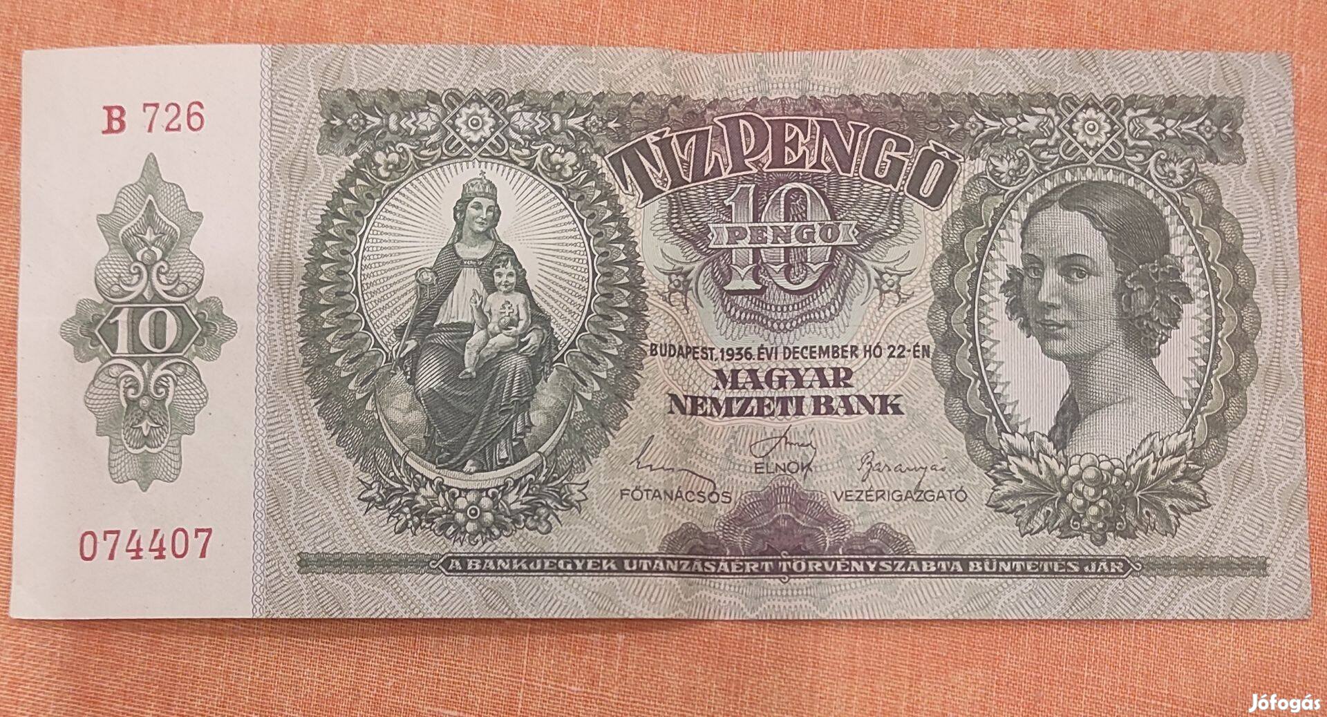 10 pengő Tíz pengő 1936 bankjegy