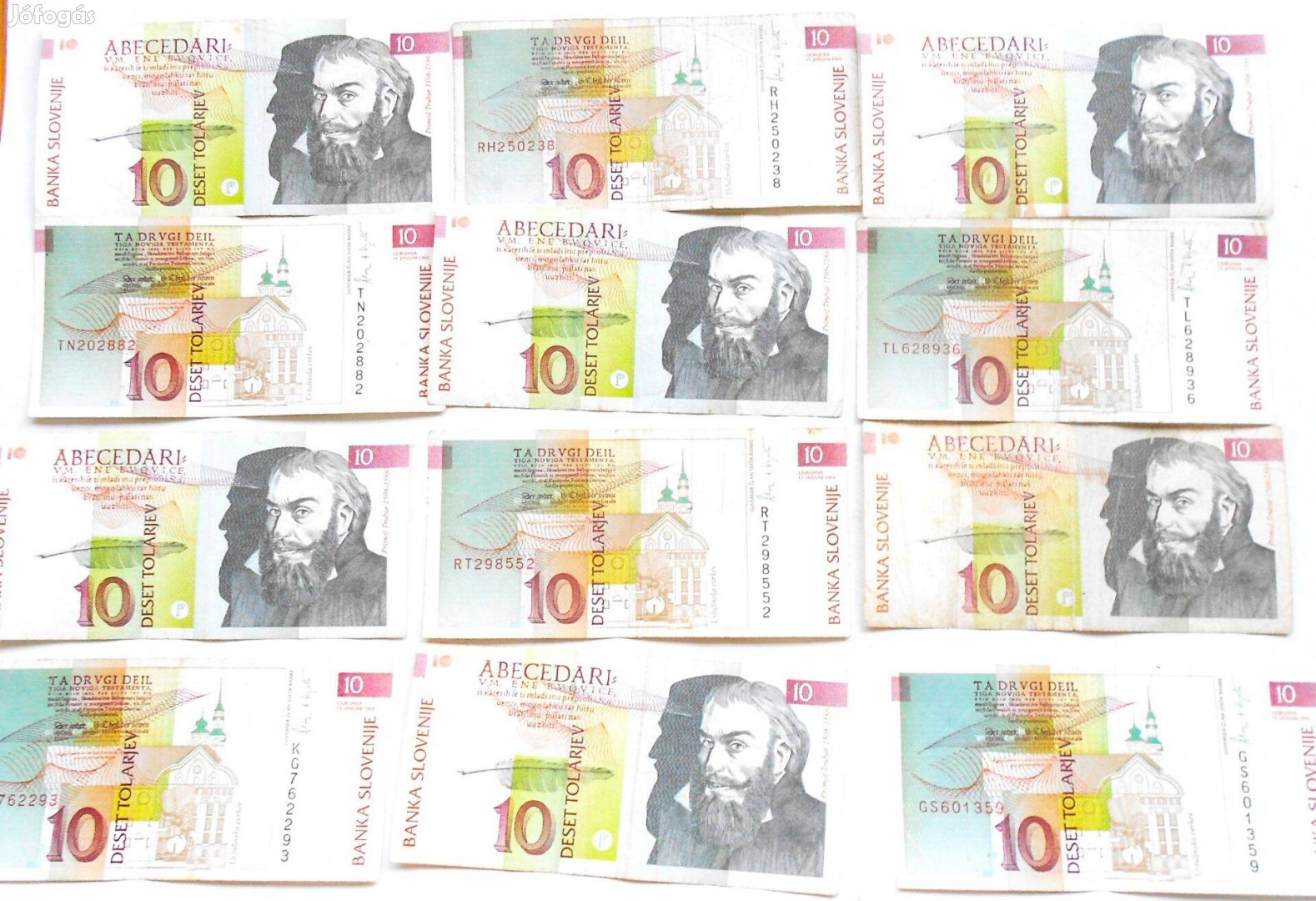 10 tolár Szlovénia papír pénz. Bankjegy