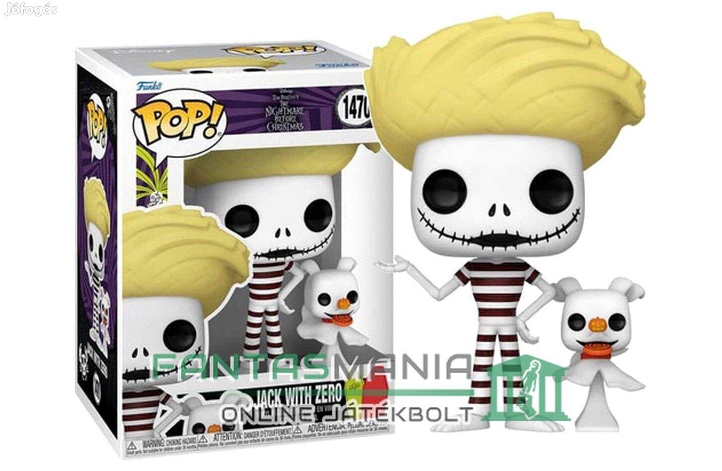 10cm Funko POP 1470 Karácsonyi Lidárcnyomás Jack Zero kutyával figura