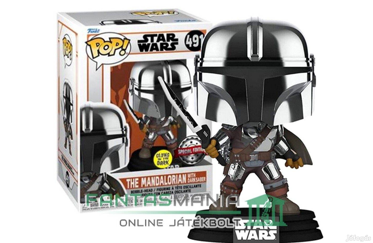 10cm Funko POP 491 Star Wars The Mandalorian Darksaber figura Glowing