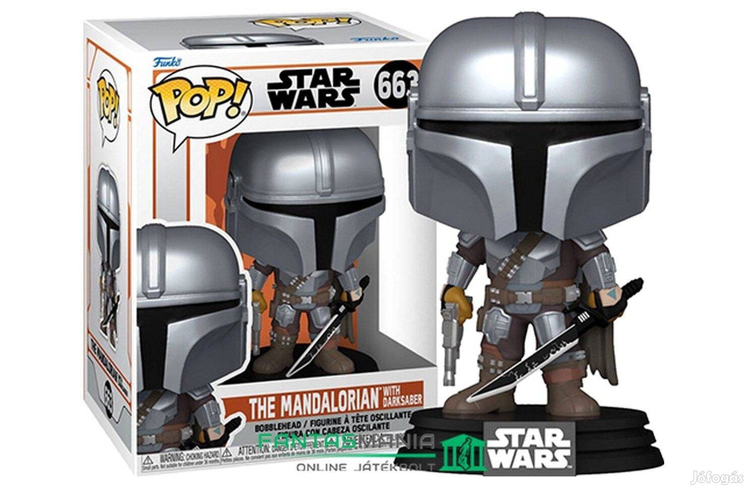 10cm Funko POP 663 Star Wars figura The Mandalorian with Darksaber