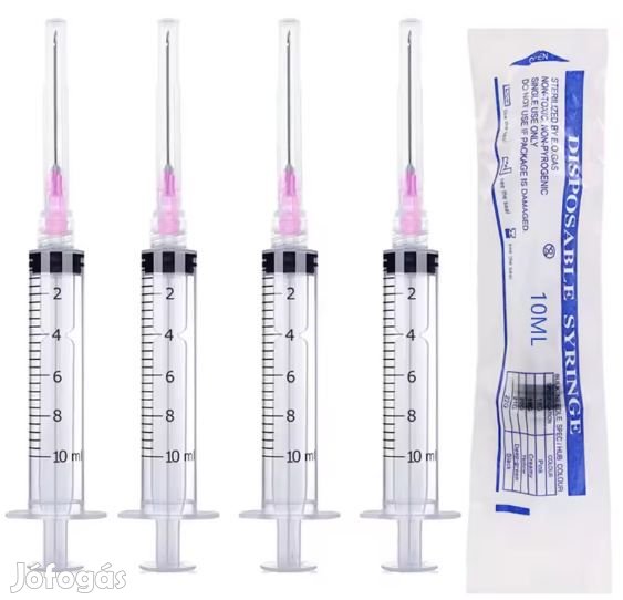 10db 10ml-es Luer Lockzáras Steril Fecskendő 18G-s tŰvel