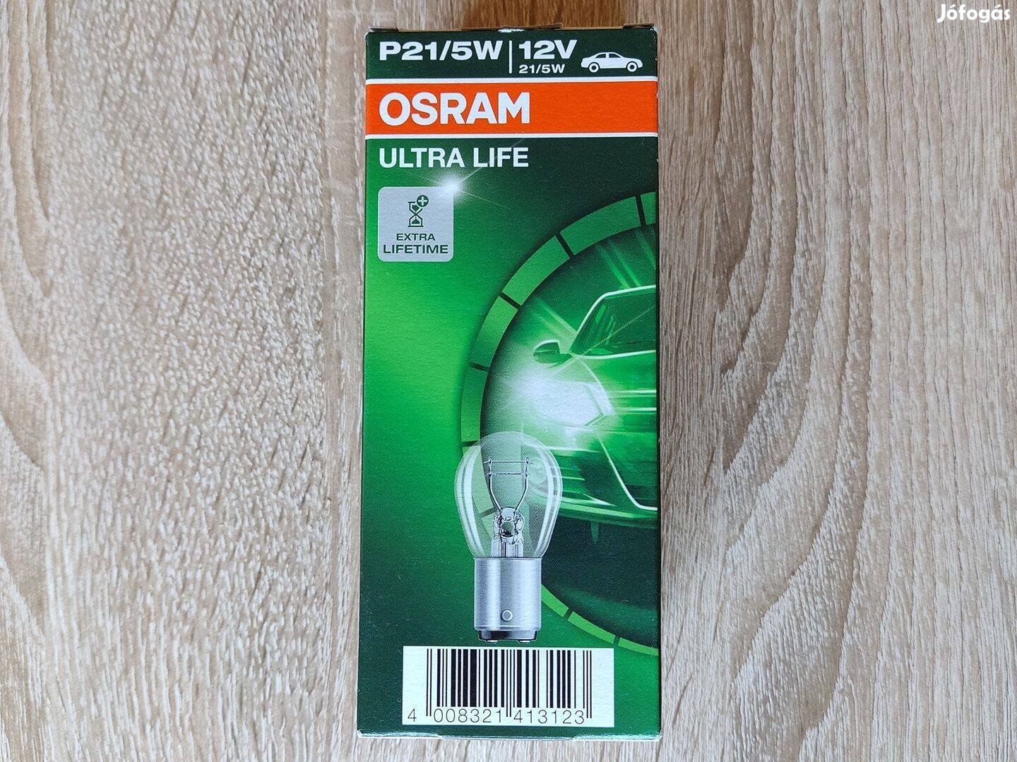 10db OSRAM Ultra Life P21 / 5W 12V Extra hosszú élettartamú autó izzó