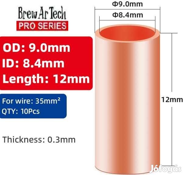 10db Préselhető Vörösréz Kábeltoldó 35mm2-es Kábelekhez (5666)