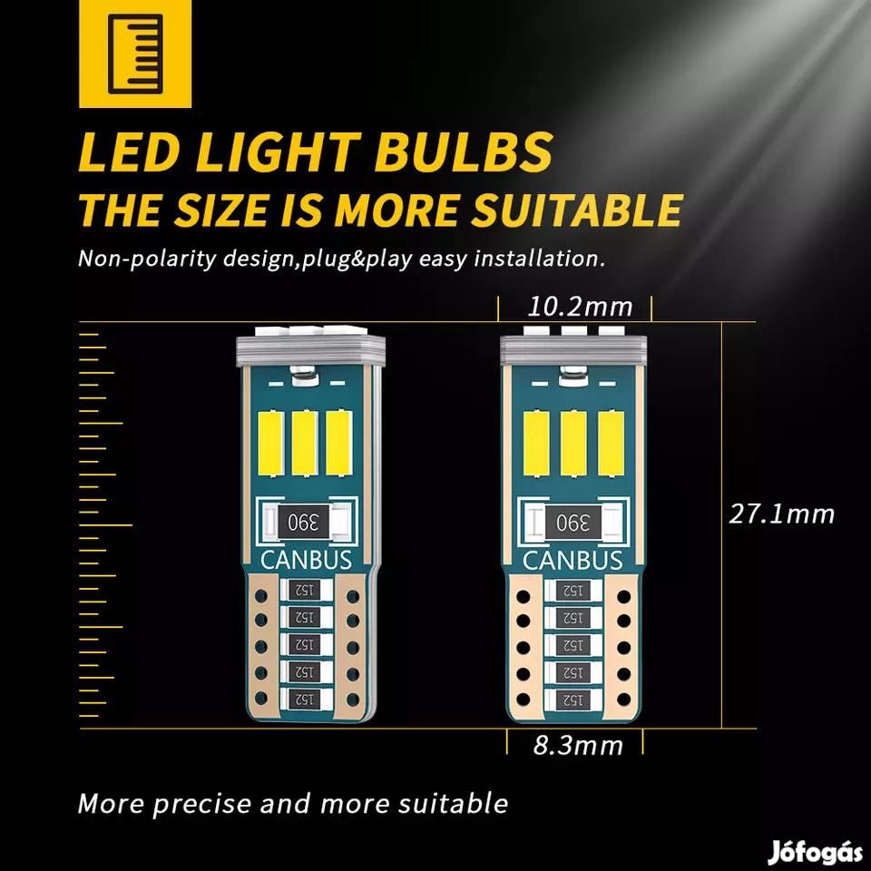 10db T10/w5w can-bus led izzó /6000k/