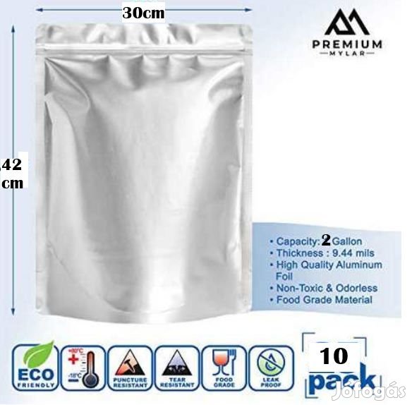 10db. 30x42cm-es Visszazárható Mylar Tasak 2 Gallon (6117)