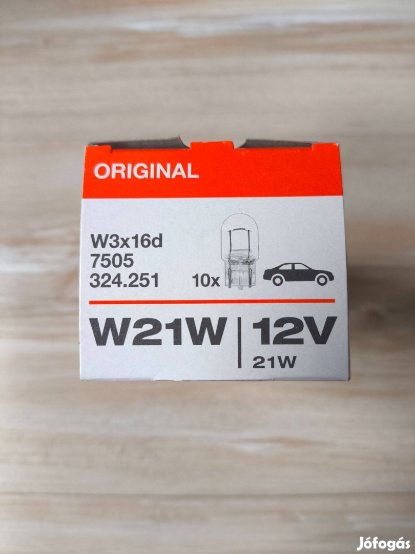 10db. OSRAM Izzó W21W 12V W3x16d Üvegfejü Fogl. nélk. izzó - 1 Doboz