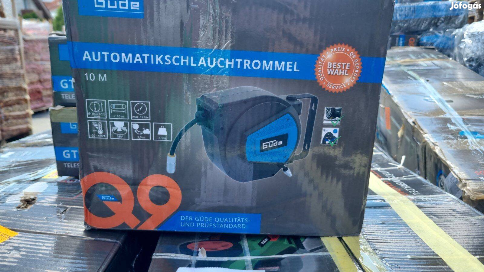 10m-es nyomótömlővel önbehúzódó tömlődob, automata csődob