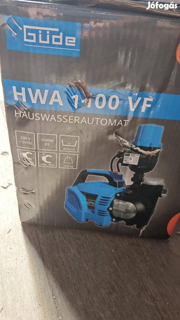 1100W-os vízszivattyú, 3600L/h vízhozammal leégés elleni védelemmel