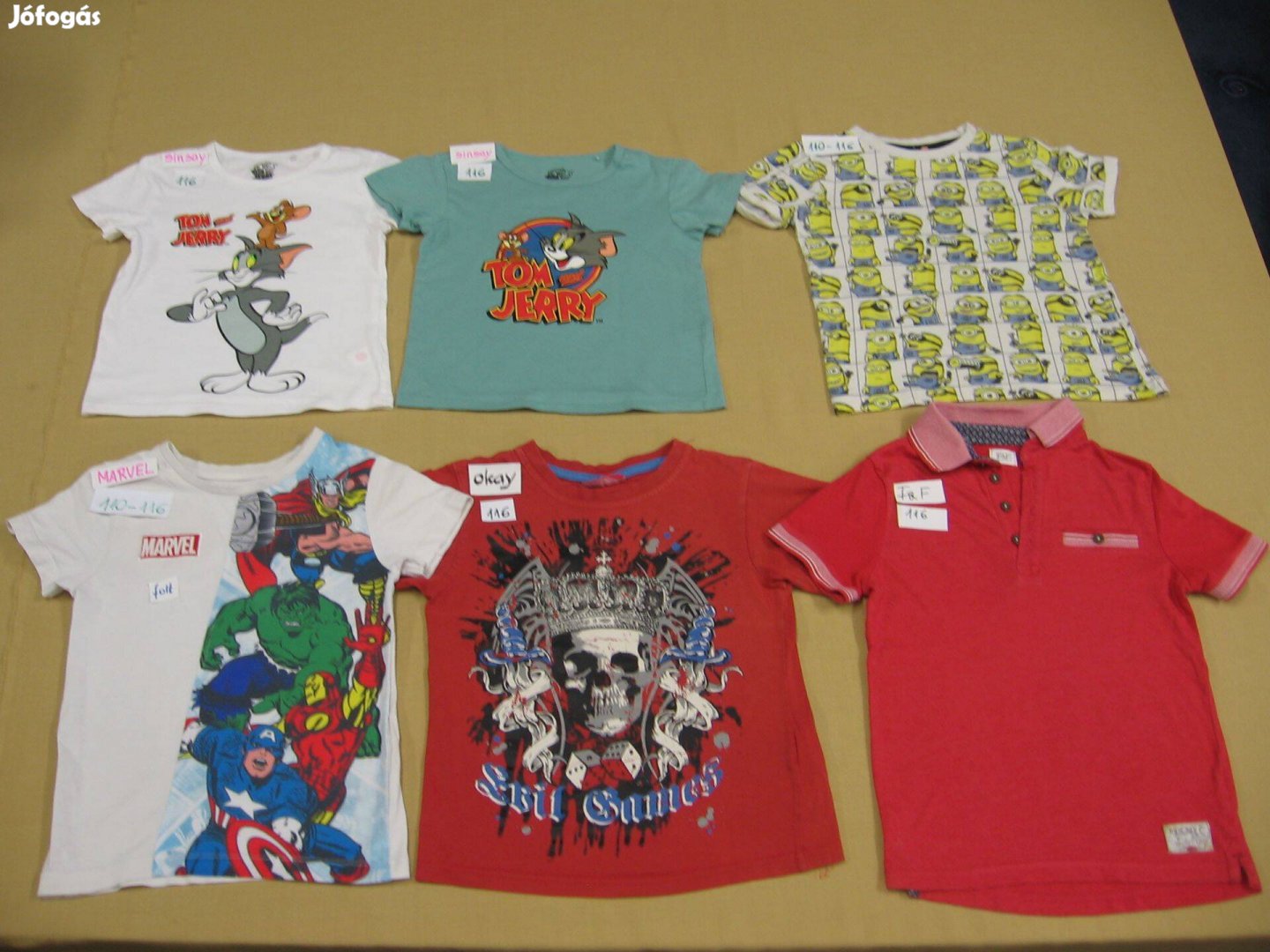 110-116-os kisfiú pólók (5 db) Sinsay, Marvel, F§F stb