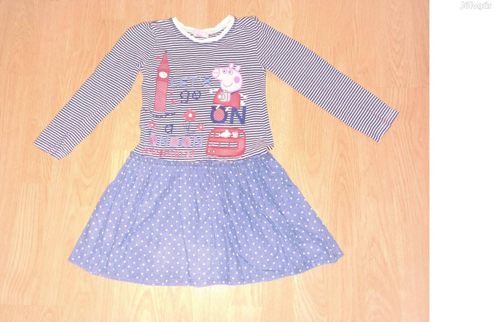 110/116 újszerű cuki Peppa malac Londonban mintás ruha ruci