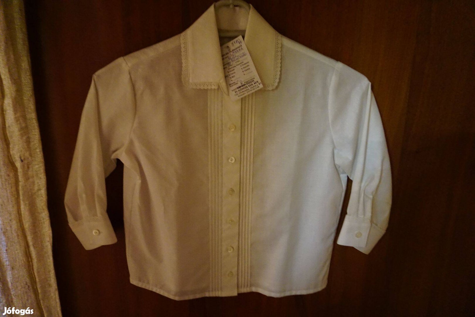 110-es hevesi fehér díszes leányka ingblúz eladó