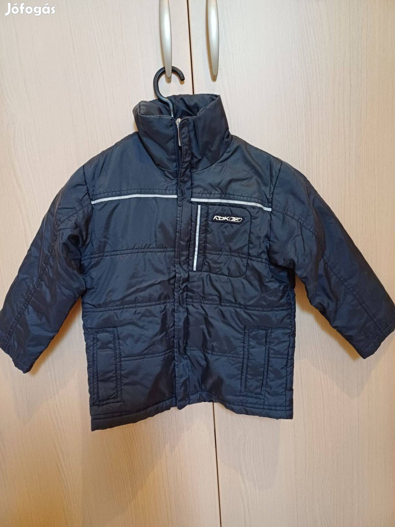 110-es sötétkék kapucnis tavaszi kabát, hibátlan, olcsó