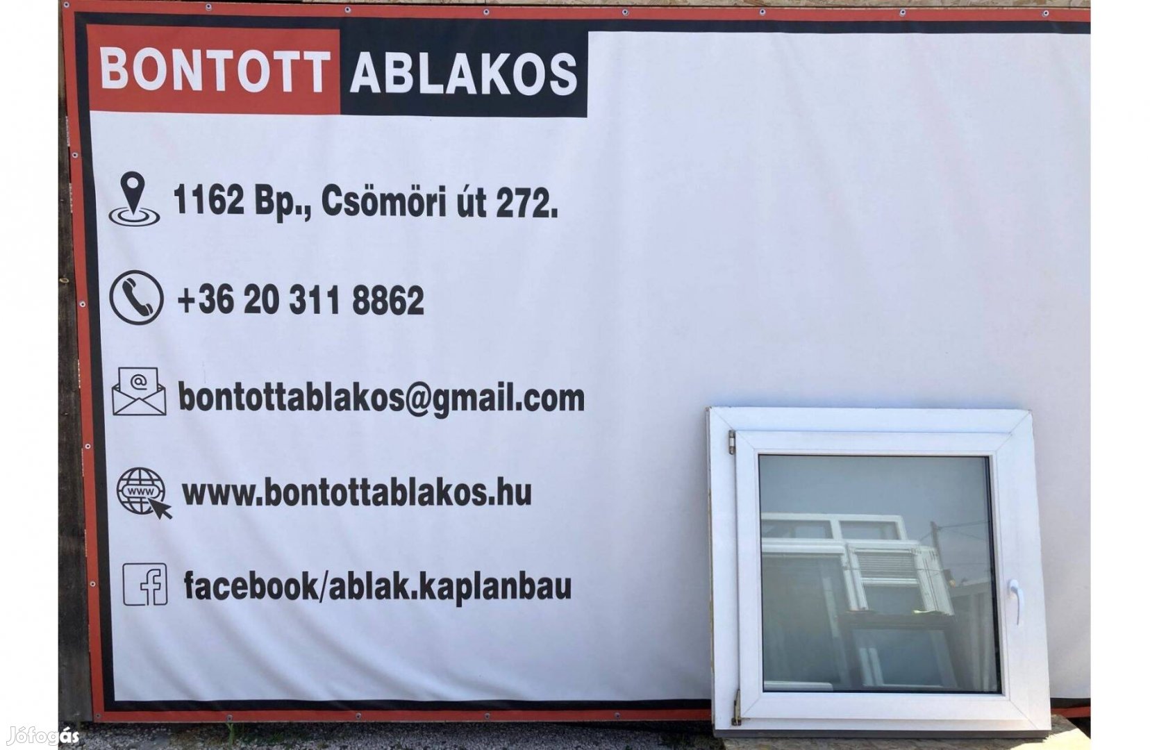 110x110 cm közeli!! méretű bontott műanyag egyszárnyú bukó-nyíló ablak