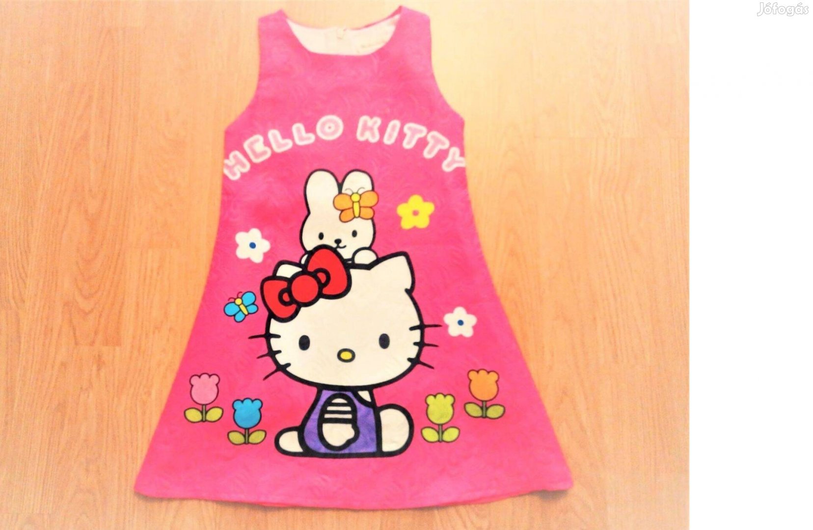 116 /122 újszerű cuki nagy Hello Kitty mintás pink ruha nyári ruci
