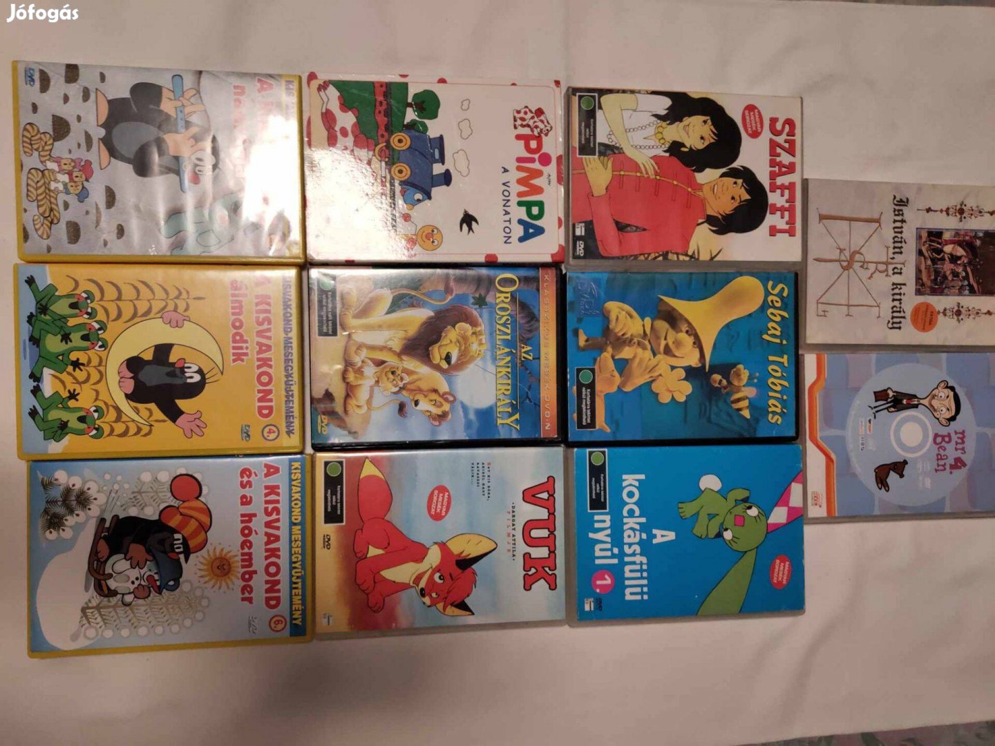 11 dvd - Szaffi, Sebaj Tóbiás, Kockásfülű, Pimpa, Kisvakond, Vuk stb