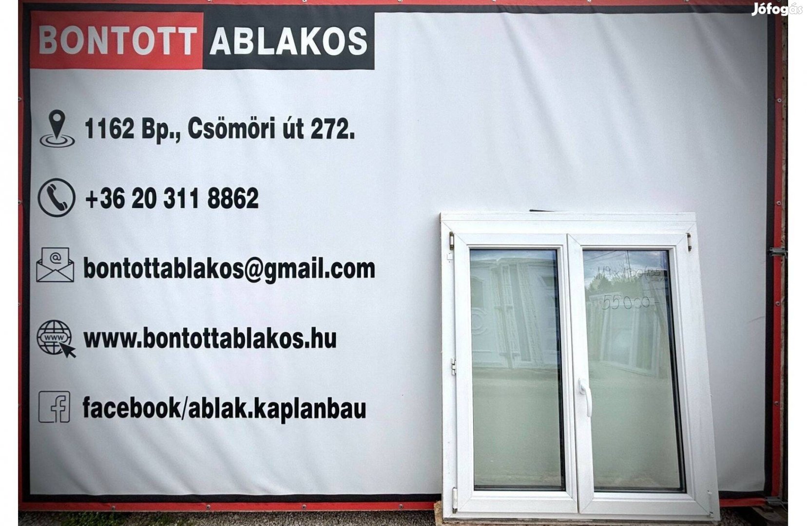 120x130 cm közeli!!! bontott műanyag kétszárnyas bukó-nyíló ablak