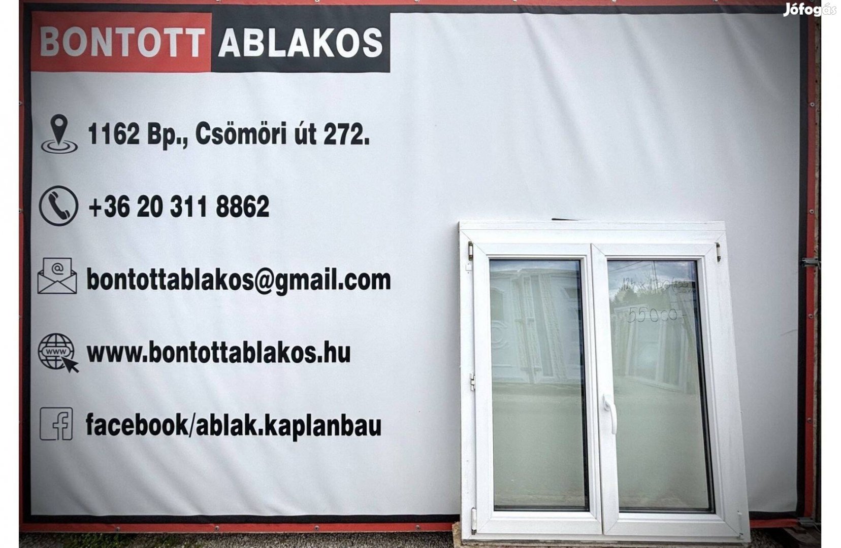 120x130 cm közeli!!! bontott műanyag kétszárnyas bukó-nyíló ablak
