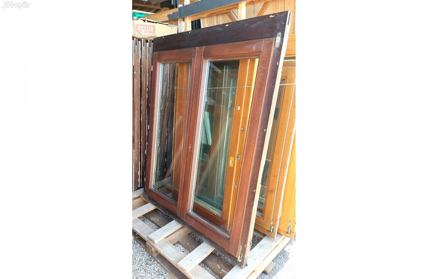 120x150 cm közeli!!! méretű bontott kétszárnyú bukó-nyíló fa ablak