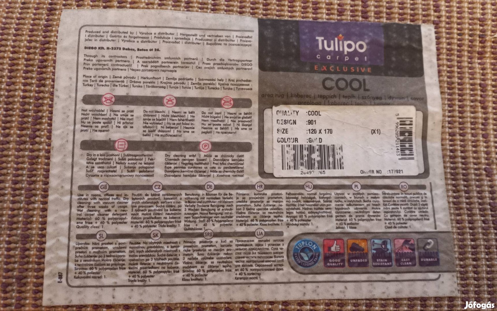 120x170 cm-es bézs shaggy szőnyeg