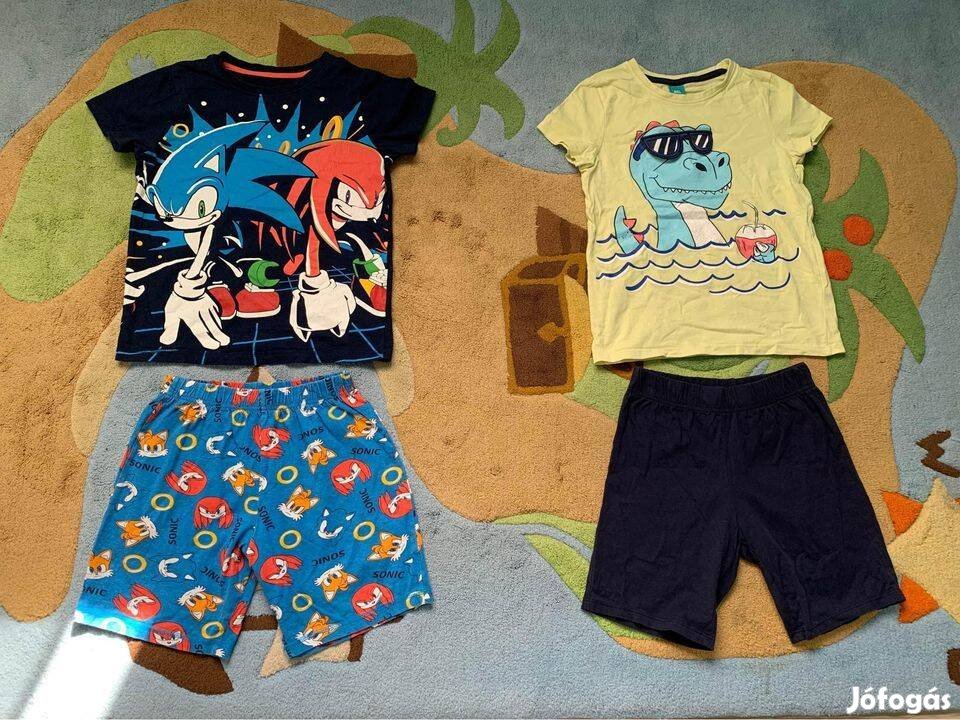 122/128-as nyári pizsamák Sonic, dínós