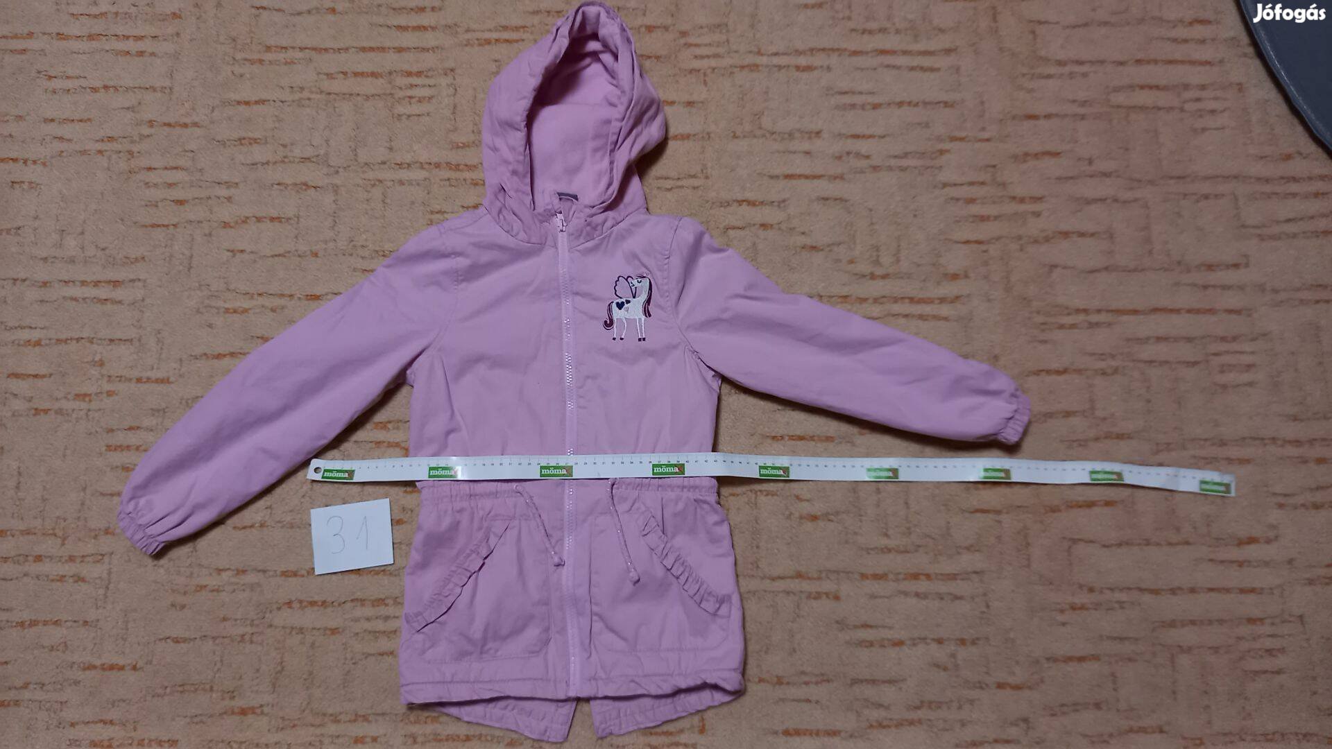 128-as lányos rózsaszín gyerek tavaszi pamut kabát - 128