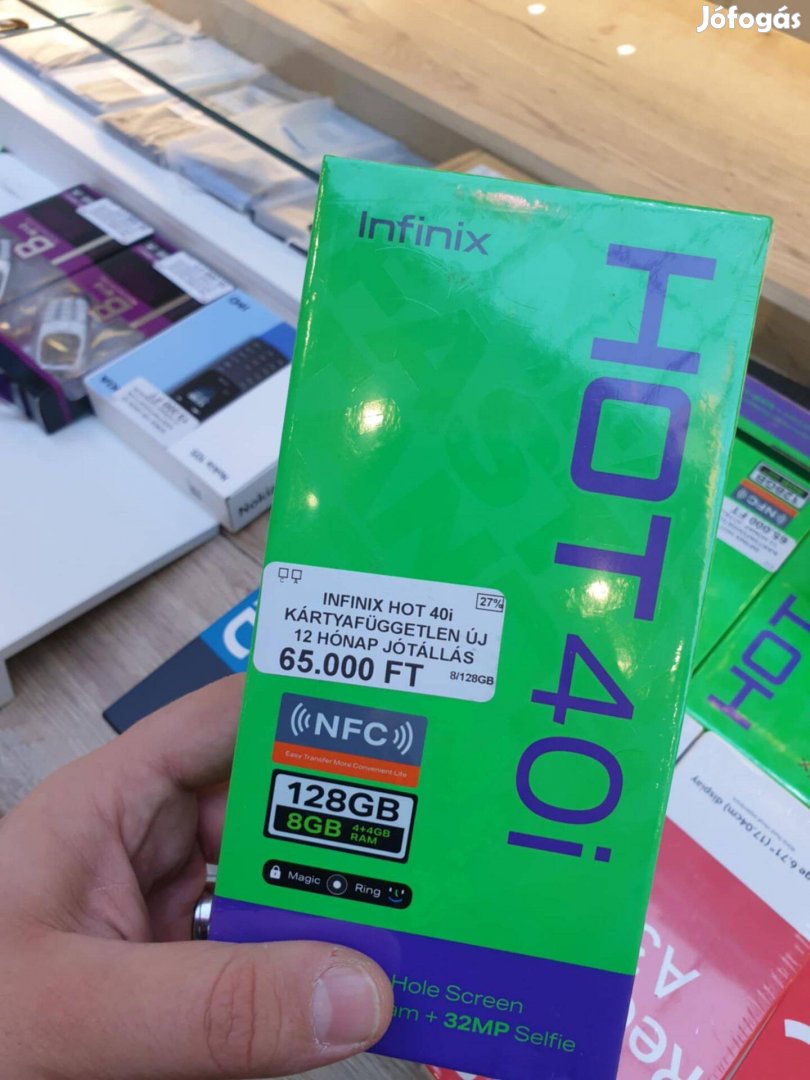 12 Hó Jótállás Infinix Hot 40I 4G Kék 128GB Független