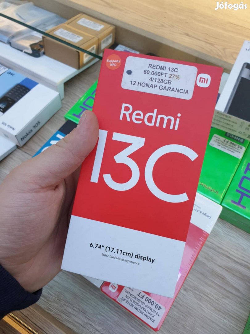 12 Hó Jótállás Xiaomi Redmi 13C Fekete 128GB Független