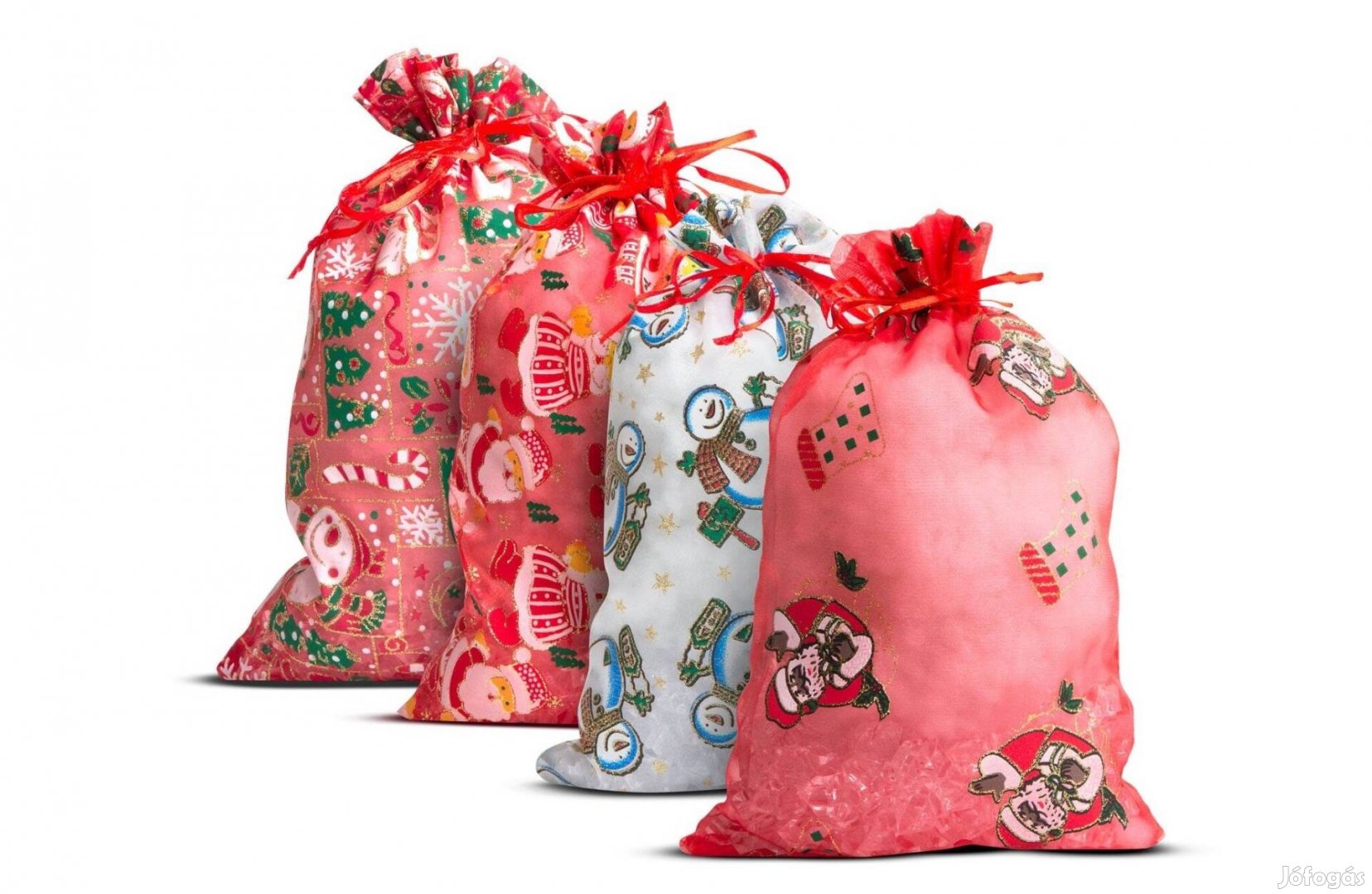 12 db 20x30cm Organza Ajándéktasak piros madzaggal -