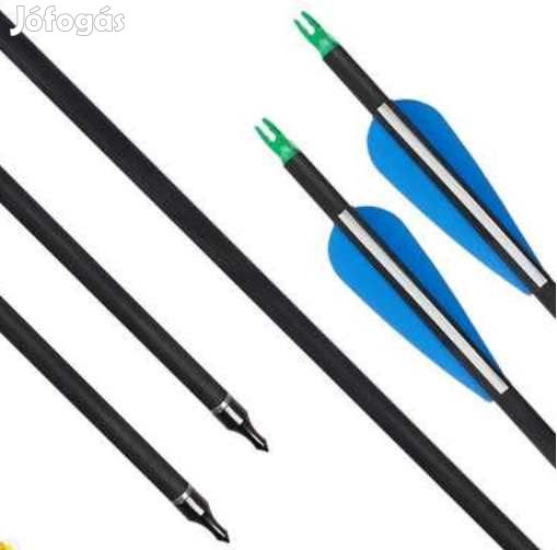 12 db.Karbon NyílVessző 3-os Tollal 80cm Íj és Csúzlihoz