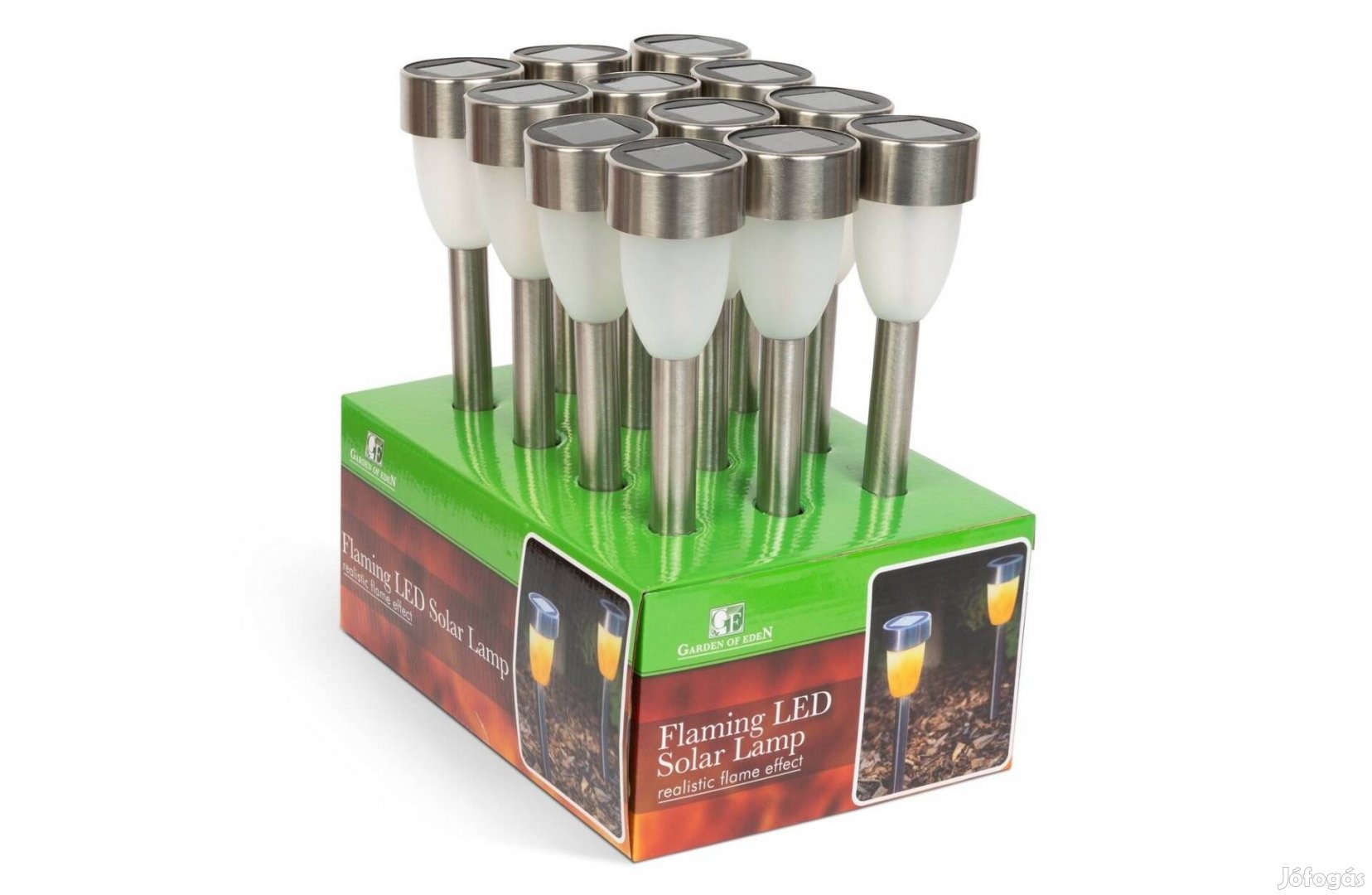12 db Lángokat imitáló leszúrható szolár LED lámpa - ezüst - műanyag
