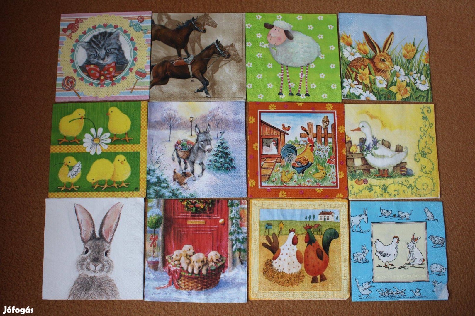 12 db szalvéta háziállatok