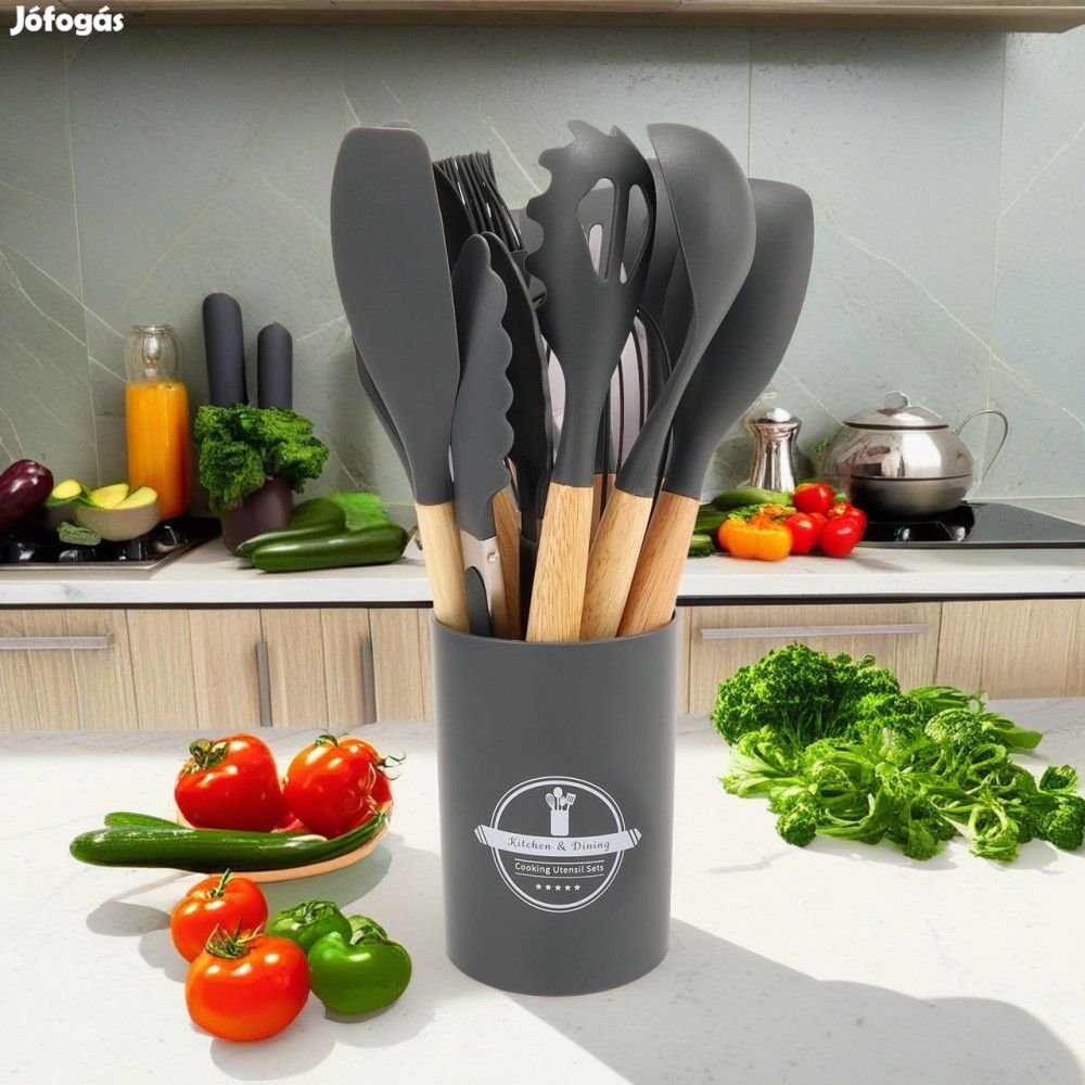 12 részes szilikon konyhai eszközök szürke T08