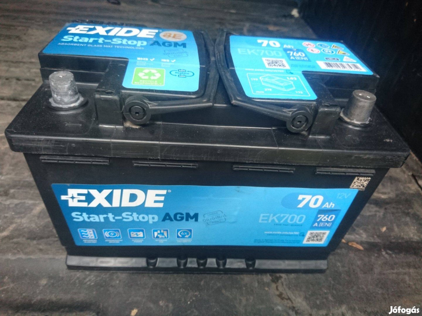 12v 70ah Exide start stop akkumulátor 3 hónap garanciával