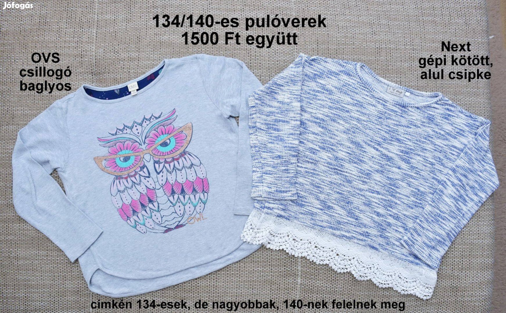 134/140-es (9-10 év) lány pulóverek