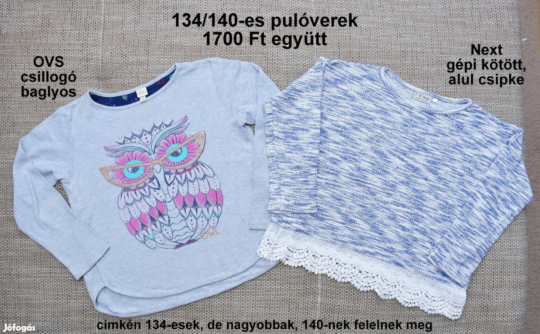 134/140-es (9-10 év) lány pulóverek