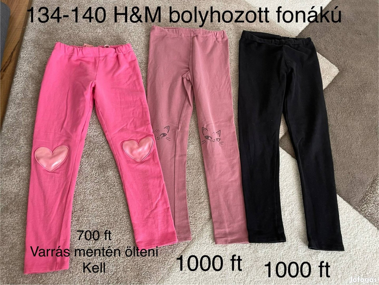 134-140-es bolyhozott fonákú H&M kislány nadrágok