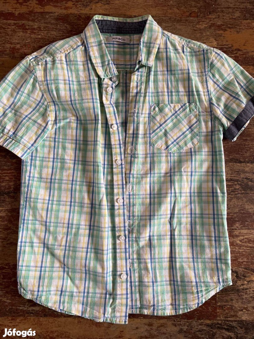 134-140-es fiú kockás ing rövidujjú