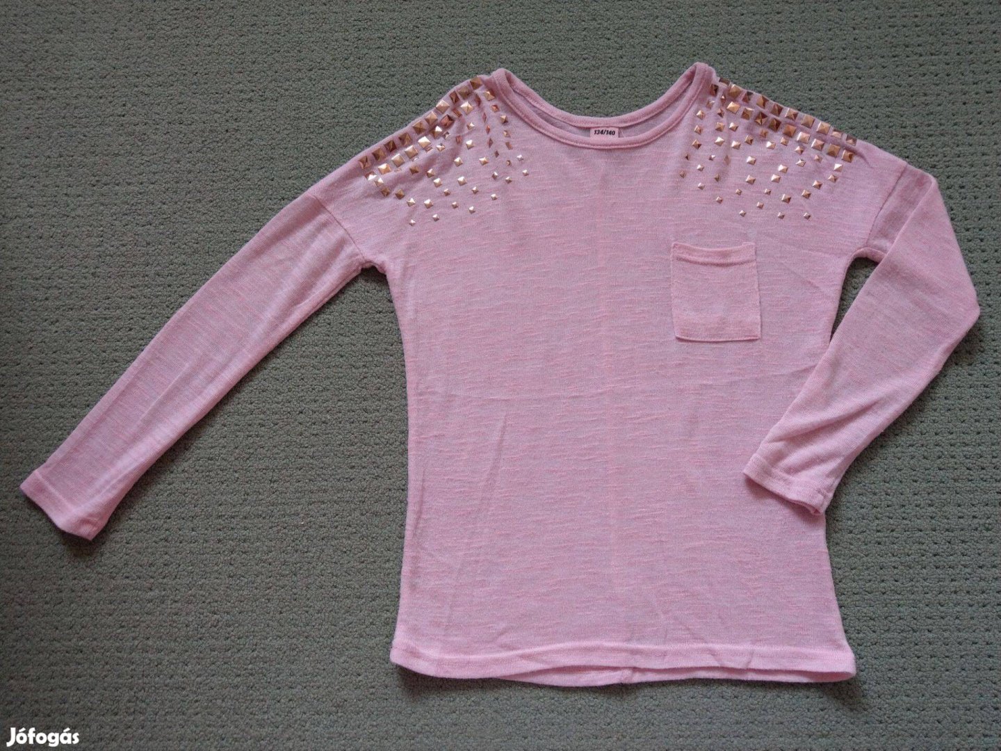 134 - 140 -es elegáns kötött felső póló rosegold díszítéssel 8-10 éves
