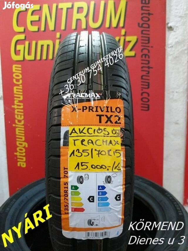 135/70 R15 Tracmax nyári gumi 2DB 15.000 Ft