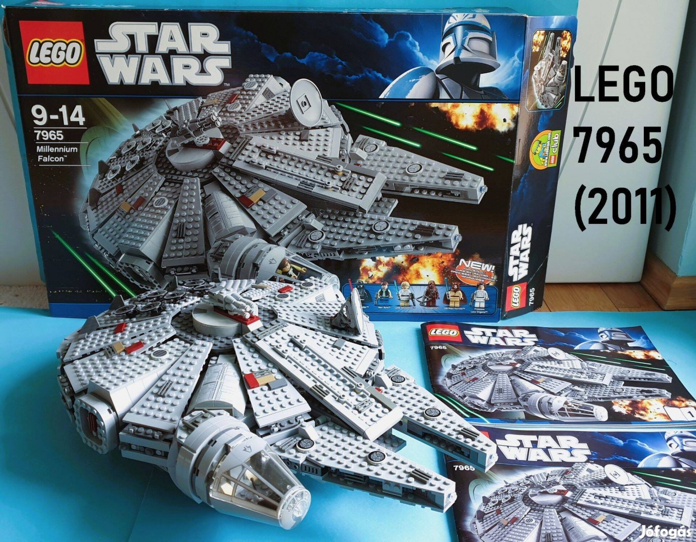 13 éves LEGO Star Wars 7965 Millennium Falcon (2011), doboz, útmutató