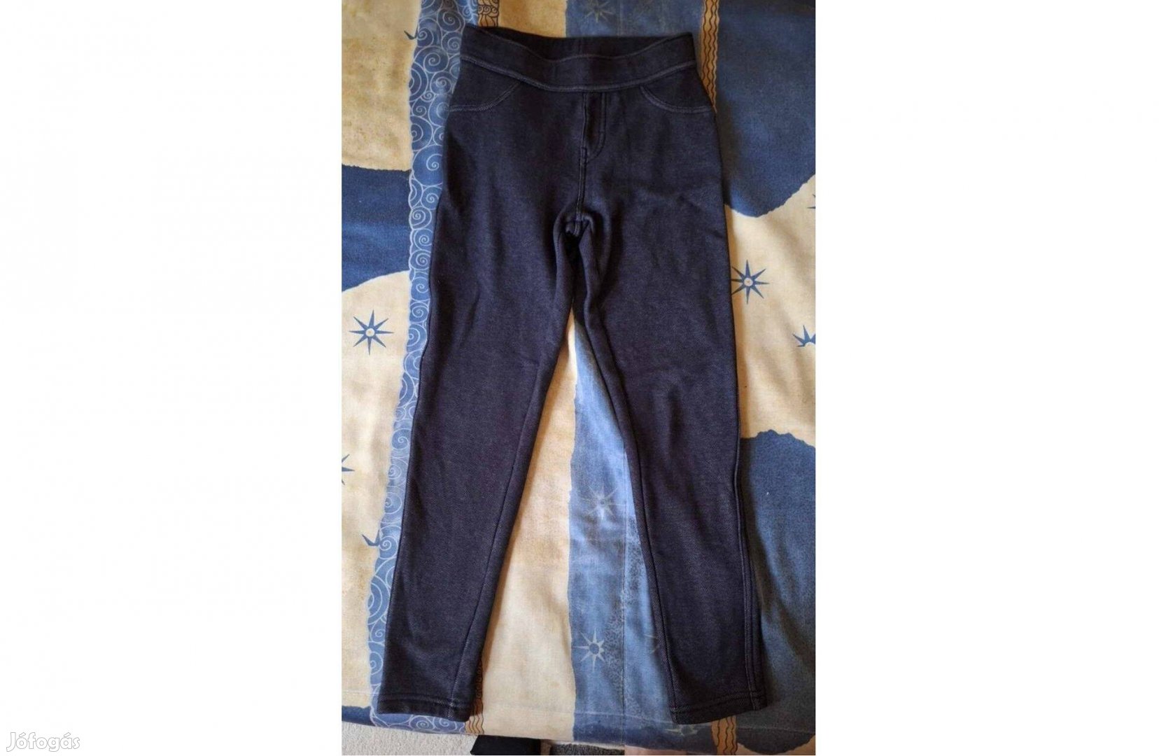 140/146os,belül bolyhos,farmer hatású,alig használt leggings