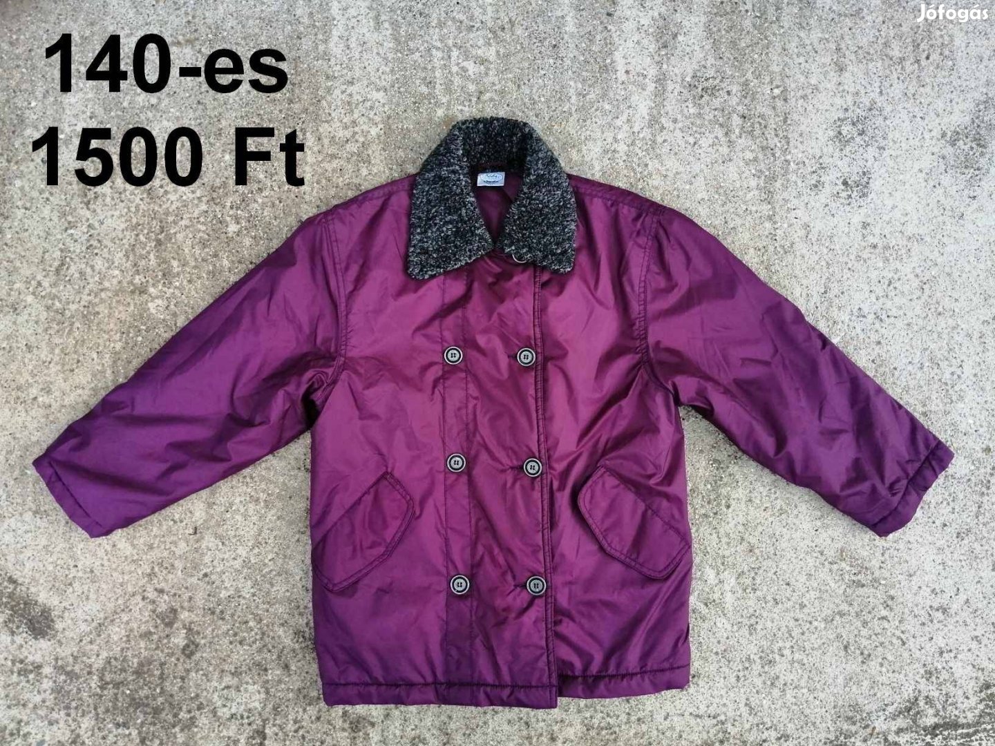 140-es lányos, lila átmeneti kabát eladó!