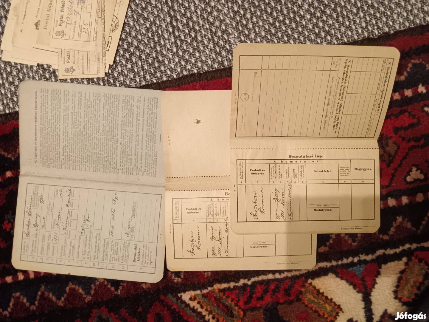 143 éves katonakönyv 1881 -ből betét lapokkal feladóvevénnyel