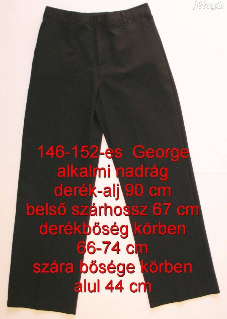 146-152-es 11-12 év George alkalmi nadrág gumis derék mértem bh 67 cm