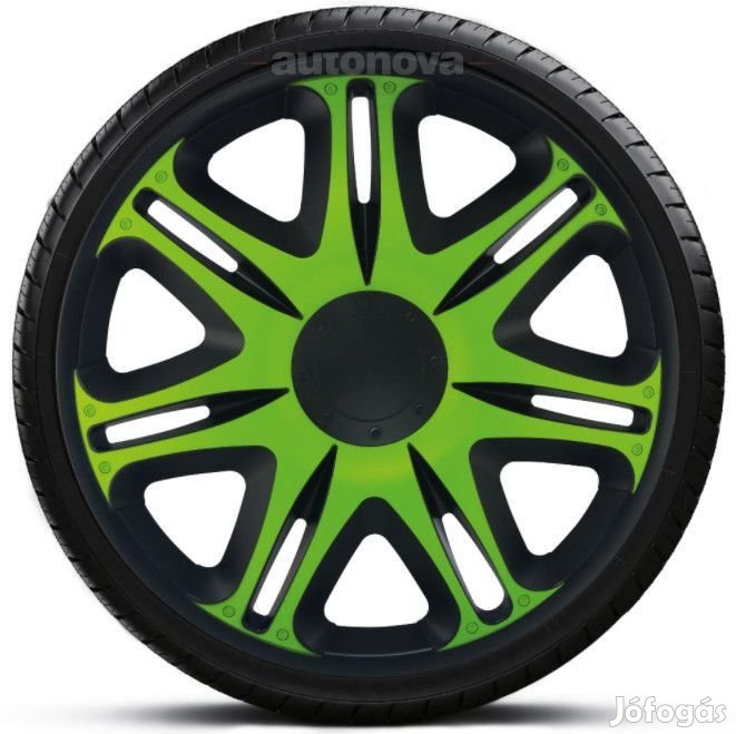 14"-os Nascar Green-Black dísztárcsa garnitúra (4darab)