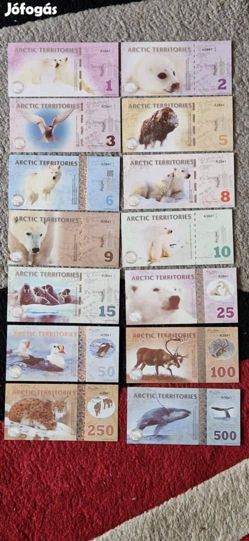 14 db-os Artic Territories Polar Dollars egyben