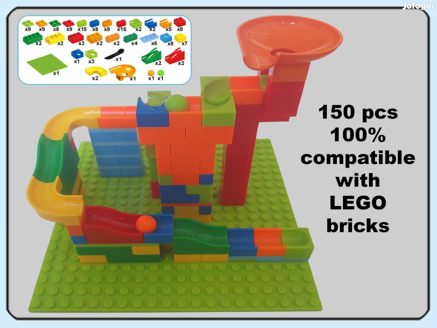 150 db-os LEGO kompatibilis golyópálya karácsonyra (nem duplo)