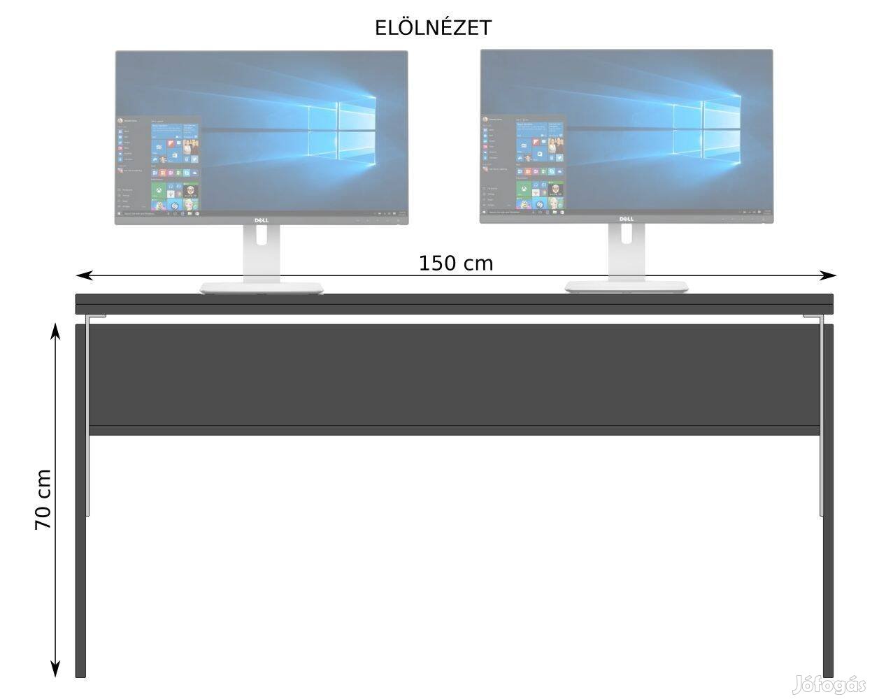 150x100 cm-es asztal, két külön állítható magasságú asztallappal