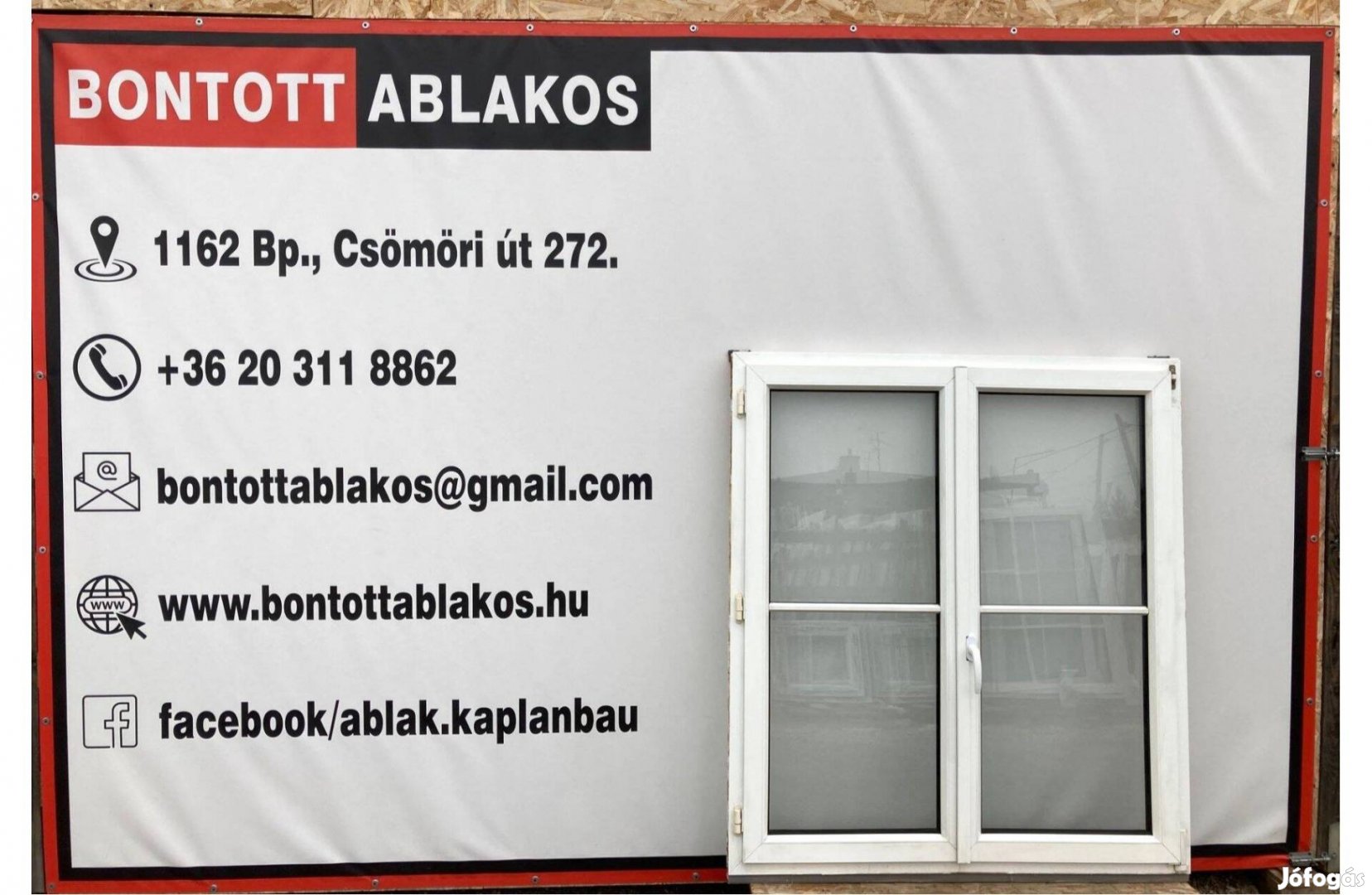 150x150 vagy 120x150 cm közeli!!! bontott műanyag kétszárnyas ablak